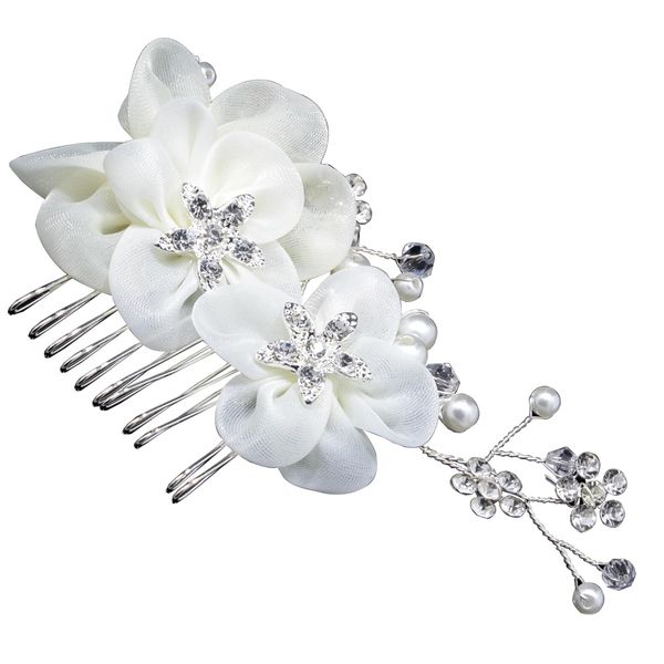 One Piece Elegant Bridal Crystal Hair Combs Beautiful Classic Flower Wedding Hair Combs Pearl Wedding Rhinestone Hair Pieces for Women and Girls