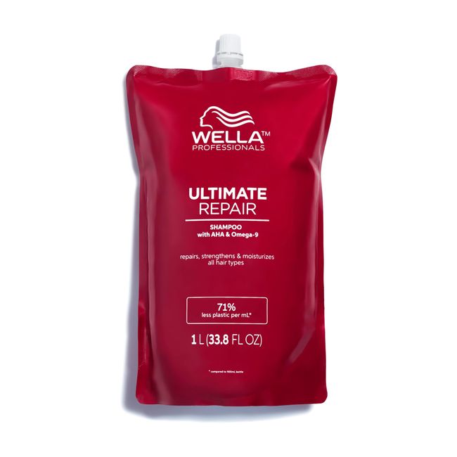 Wella Professionals Ultimate Repair Shampoo zur Tiefenreinigung – reparierendes Shampoo mit Metal-Purifier-Technologie gegen Schadstoffe – Feuchtigkeitsshampoo mit luxuriösem Duft – 1 L Beutel