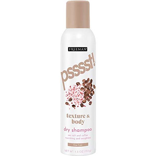 Freeman Dry Shampoo, Psssst Texture and Body, Sea Salt and Coffee, Fine Hair, 5.3 Ounce Bottle