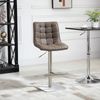 Stainless Steel Swivel Bar Chair w/ Adjustable Seat & Padded Cushion, Brown