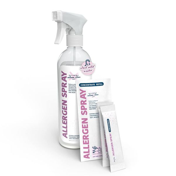 Allergy Asthma Clean - Allergen Spray Bundle 33.8oz Bottle + Refill 2 Pack | Just add water | Over 100oz Total
