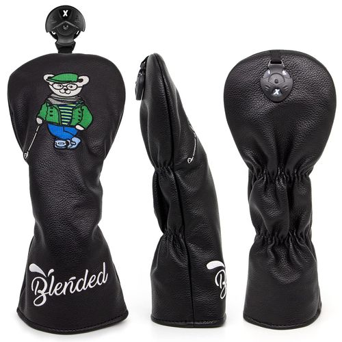 Golf Club Headcover Wood Cover Driver Fairway Wood Utility Hybrid Headcover with Number Tag Golf Head Cover PU Leather Fashion Bear Embroidery Black (1 Wood Cover)