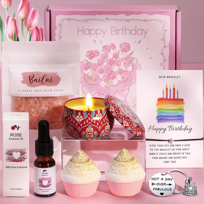 Birthday Pamper Gifts Box for Women Her, Unique Happy Birthday Hampers for Women Birthday Self Care Gifts for Her, Female Birthday Presents Birthday Basket Gifts Ideas for Women Best Friend, Girl, Mum