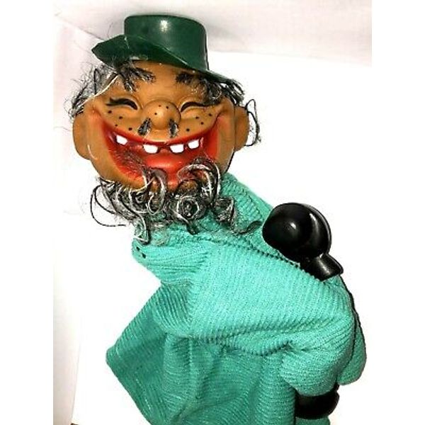 Vintage BOXING HAND PUPPET TOY Rare ASIAN MAN Smiling Laughing JAPANESE DOLL