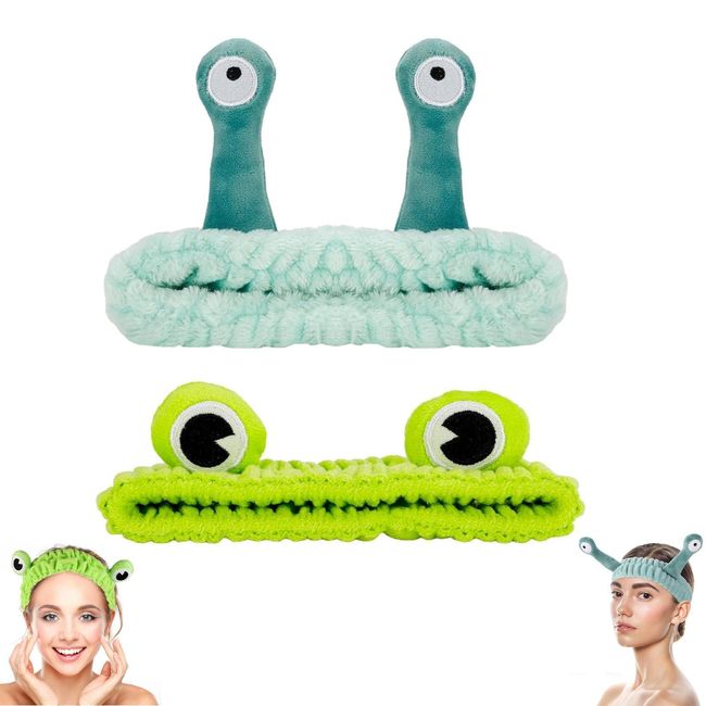 2 Pcs Skincare Headband, Makeup Headband, Snail Headband, Makeup Headbands, Hair Bands for Makeup Shower Face Washing Skincare Sports Plush Hair Hoop