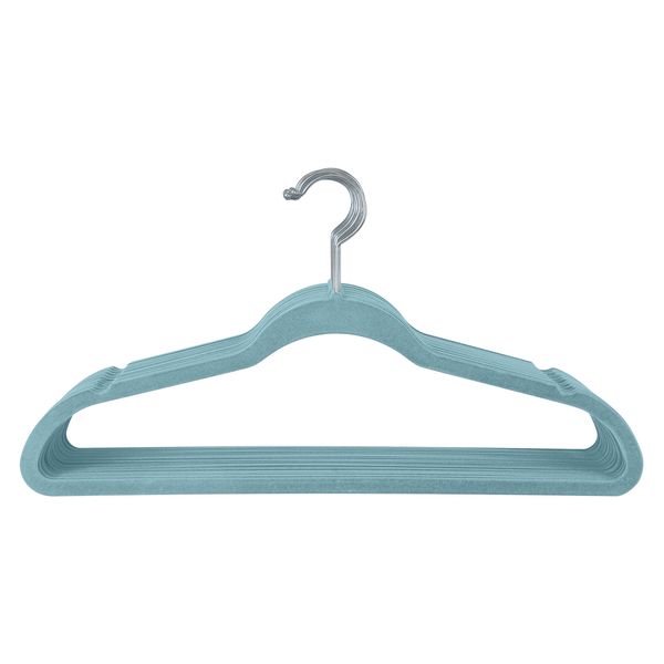 Simplify 10 Super Slim Velvet Huggable Hangers in Dusty Blue
