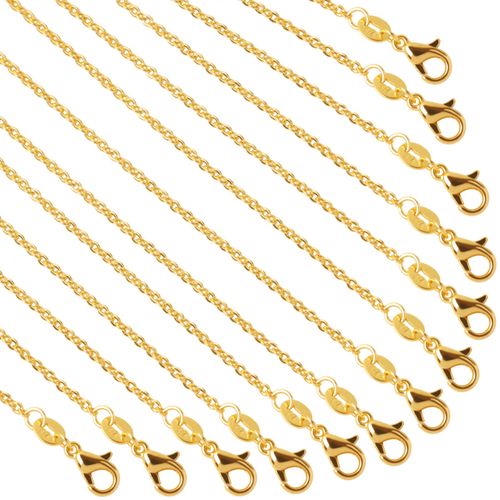 SANNIX 50 x Loose Silver Plated Chains for Jewellery Making, Gold-plated iron, Crystal