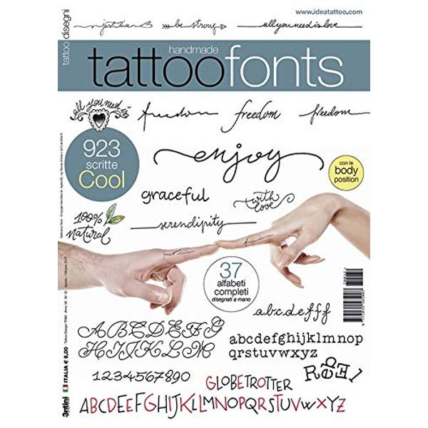 Tattoo Fonts - Lettering Scripts Tattoo Flash Design Book 64-Pages