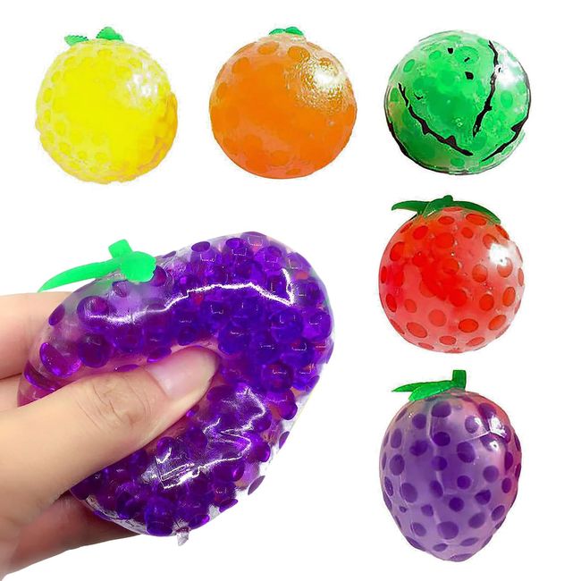 Squeeze Toy, Fruit, Stress Reliever Ball, Intelligence Development, Decompression Goods, Stress Reliever Toy, Cute, Washable, For Children and Adults Set of 5