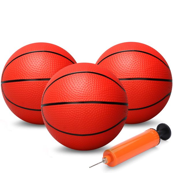 7 Inch Mini Basketballs, 5 Pack 7" Basketball Set with Pump Durable PVC Basketballs for Mini Basketball Hoop for Toddlers Kids Teenagers, Pool Beach Balls for Swimming Pool, Indoors, Outdoors