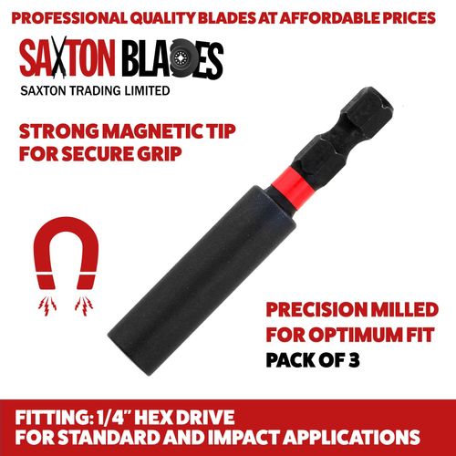 Saxton Impact Duty Srewdriver Drill Driver Strong Magnetic Bit Holders 1/4 Inch Hex Shank Fit Bosch Makita Milwaukee Dewalt etc … (3 Pack)