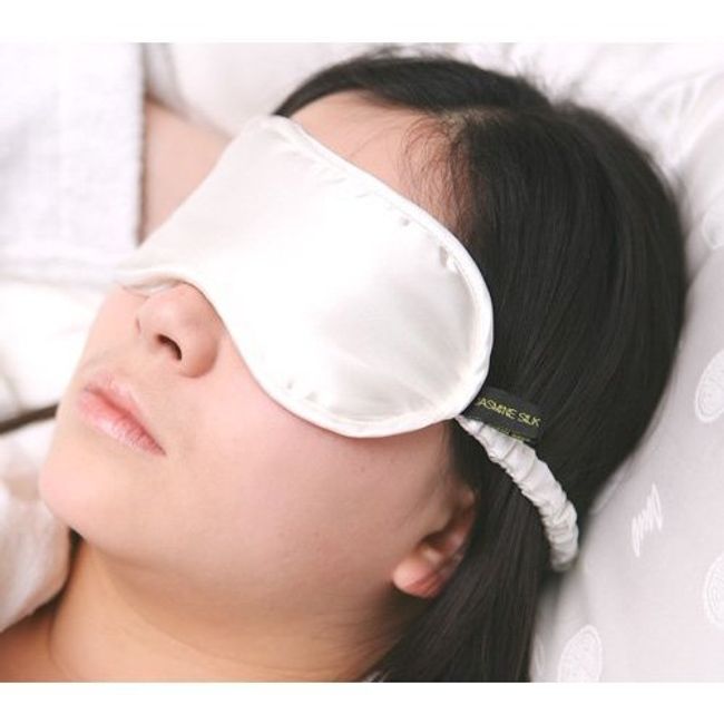 JASMINE SILK 100% Silk floss filled pure silk eye mask eye patch - IVORY