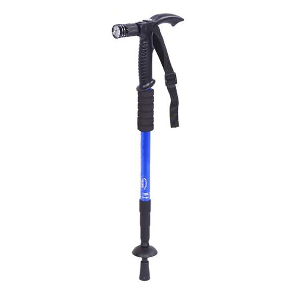 Walking Stick Easy Adjustable Height Anti-shock Extendable Elderly Men Womens Aid Mobility With LED Torch Lightweight (Blue)