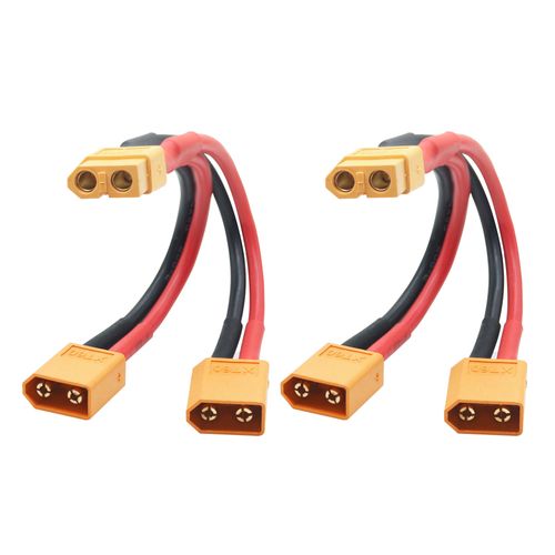 Maixbomr 2Pcs Short XT60 Parallel Battery Connector Cable,14AWG 1 Female to 2 Male Y Splitter Adapter Cable,10cm/3.93inch for RC Multicopter Quadcopter