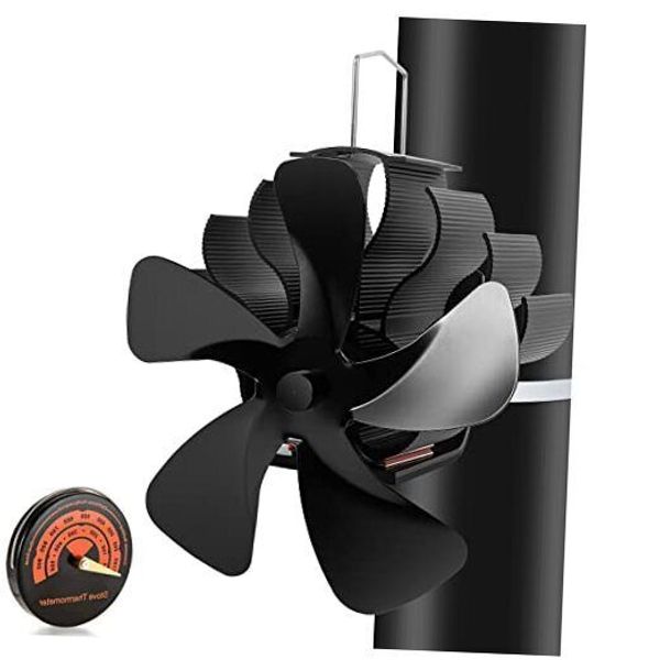 Heat Powered Wood Chimneys Stove Fan, Pipe Fireplace Fan, 5 Blades Stove Fan,