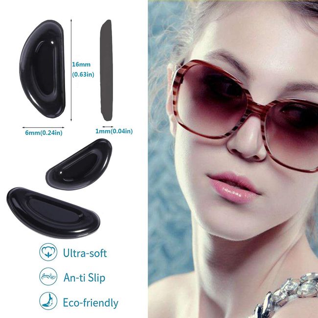 Eye Glasses Nose Support Pads - Adhesive Anti Slip Eyeglasses Nose Grips 10  Pairs(Black)