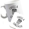 Flox Creative Ceramic Mug and Coaster Set Coffee and Concealer Right Handed