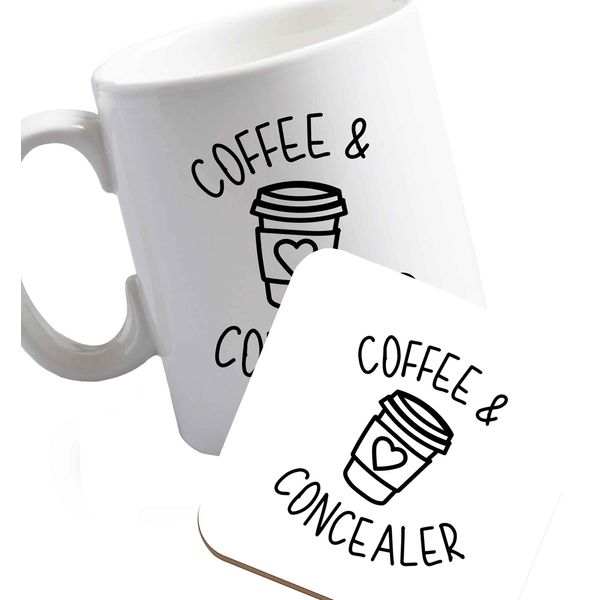 Flox Creative Ceramic Mug and Coaster Set Coffee and Concealer Right Handed