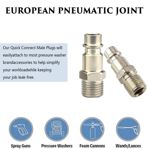 5 Pcs Male Thread Connectors, Air Line Hose Fittings, Pneumatic Air Line Fittings, Air Compressor Airline Fittings, Male Thread Coupler Connector, for Air Line Connectors