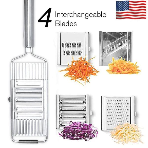 4 In1 Multi-Purpose Vegetable Slicer Cut Stainless Steel Grater Shredder Cut Set