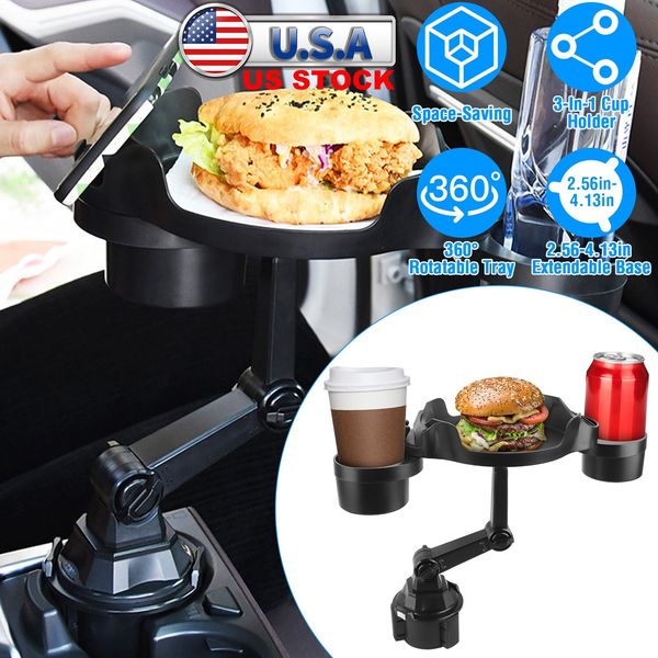 360° Rotating Car Cup Holder Expander Water Cup Tray Bottle Mount Stand Adapter