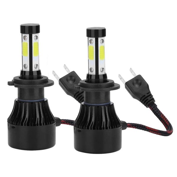 Akozon 2Pcs Headlight Bulb, X7-COB 6500K H7 Car LED High Front Light Bulb, Aluminum ABS Fog Light, 4 Super Bright COB Beads, 50,000 Hours Service Life