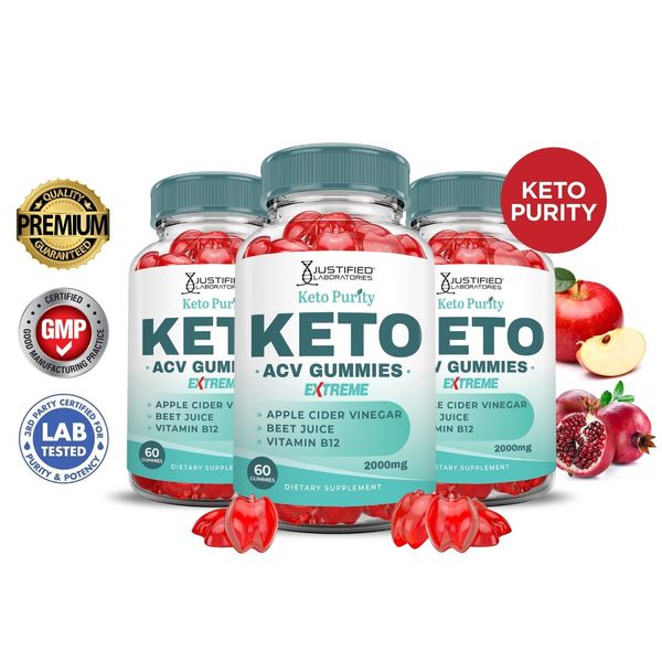 Keto Purity Extreme ACV Gummies 2000MG Apple Cider Vinegar 180 Gummys