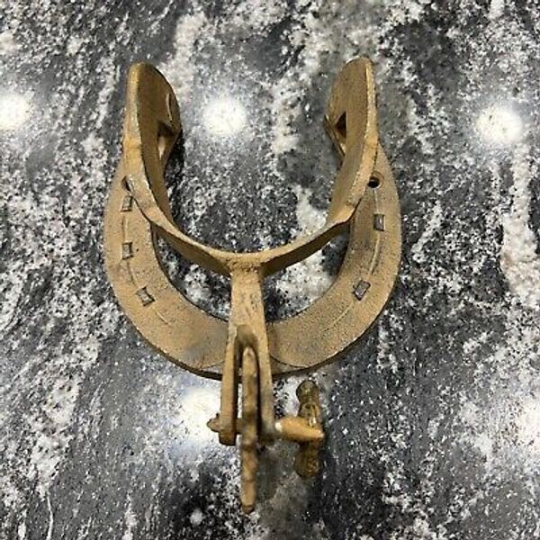 Cast Iron Boot Spur & Horseshoe Door Knocker Rustic Finish Western Deco