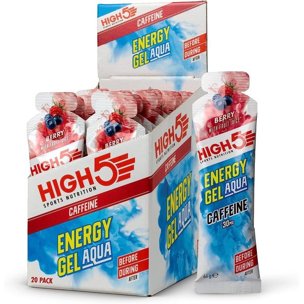 20 x High5 Berry Caffeine Energy Gel Aqua Sachets (BBE: 08/2024)