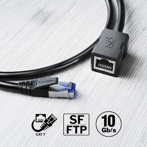LAN & Ethernet extension cable with break-proof design – 5m (CAT 7male to female Ethernet cable, extends network cables with full data transfer speed – 10Gbit/s, SF/FTP shielding) – by CableDirect