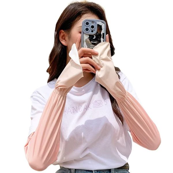 Eukkis UV Protection, Long Arm Cover, Back of Hand, UPF50+, 99% UV Protection, Cool Touch Arm Sleeve, Sweat Absorbent, Quick Drying, For Work or School Commutes, Driving, Summer Sunburn Protection, UV Protection, Mosquito Repellent, Women's, adzuki bean p