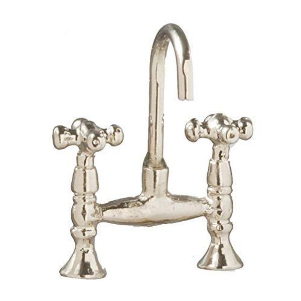 Melody Dollhouse Chrome Mixer Tap Faucet Old Fashioned Miniature Kitchen Accessory