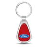 Ford Logo Red Dome Mirror Chrome Metal Teardrop Key Chain