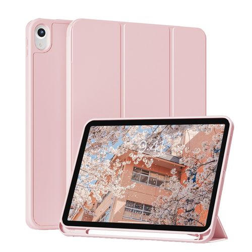 ZOYU for New iPad (A16) 11th Generation Case 11 Inch 2025, iPad 10th Generation Case 2022 10.9 Inch with Pencil Holder, Trifold Stand with Soft TPU Back Cover, Support Touch ID, Auto Wake/Sleep, Pink