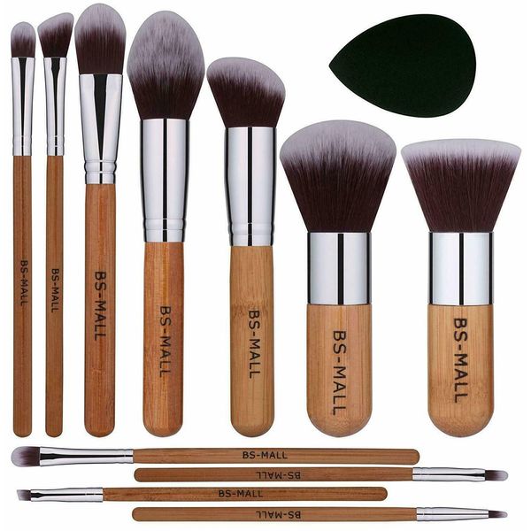 Brochas De Maquillaje Profesional Set Natural Ojos Juego Kabuki De Bamboo