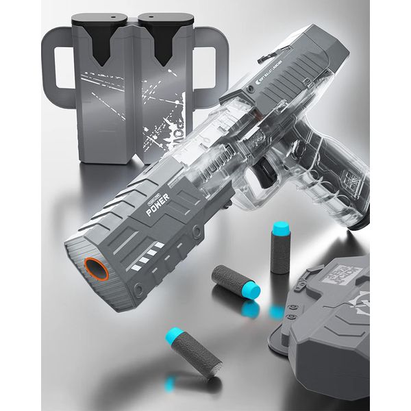 Toy Gun Cool and Transparent Design with Rich DIY Accessories for Versatile Gameplay,20 Soft Foam Dart Blaster, Great Birthday Xmas Gifts for Boys