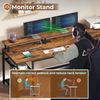 59" Office Desk with Drawers, LED Lights &Power Outlet, Reversible Computer Desk