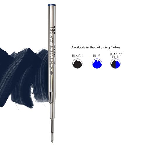 Monteverde USA Capless Gel Refill To Fit Montblanc Ballpoint Pens - Broad Point, Blue/Black (6 Pack) (M443BB)