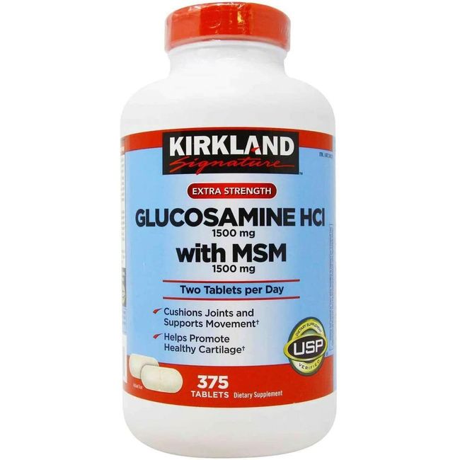 Kirkland Signature Extra Strength Glucosamine HCI 1500mg, With MSM 375 Tablets