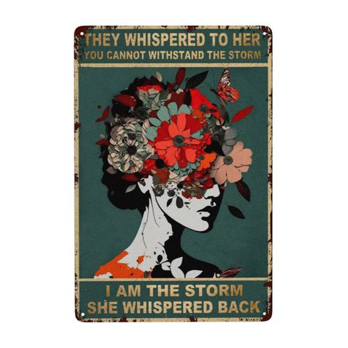 ZHIQUN Storm Butterfly Metal Poster 8X12IN - "I Am The Storm" Inspirational Wall Decor for Offices, Bedrooms & Women Empowerment Gifts