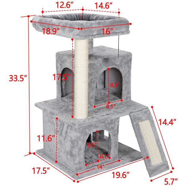 Great For Multiple Cats Scratcher Cat tree 34" Tower Play House Condo Pet House