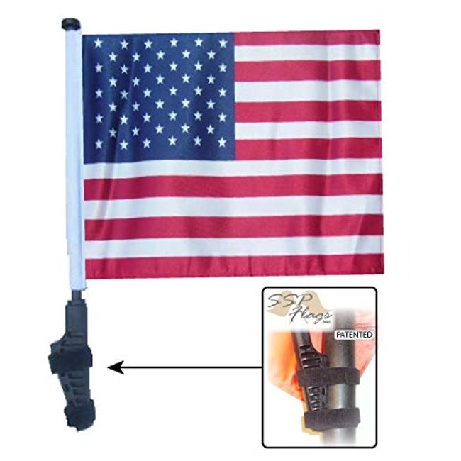 SSP Flags USA Flag EZ On and Off Extended Straps Bracket for UTVs or Wide Bar Golf Carts