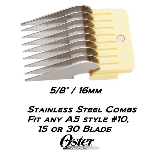 OSTER STAINLESS STEEL GUIDE 5/8" COMB*Fit A5 GOLDEN,TURBO,VOLT,PRO3000i,A6,76,97