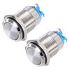 sourcing map Latching Metal Push Button Switch 16mm Mounting Dia 1NO Silver LED Light, Flat Head, 2pcs