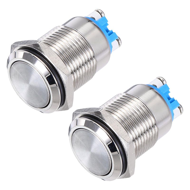 sourcing map Latching Metal Push Button Switch 16mm Mounting Dia 1NO ...