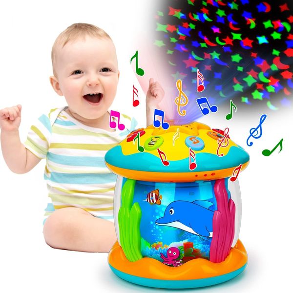 Musical Projector, Ocean Rotation, Early Learning, Crawling, Light Up Toy, Popular Musical Toy for Children, Adjustable Volume, Drum Set, Light Effect, Multi-functional Musical Instrument, Educational