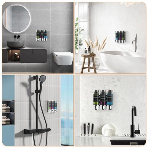 Shampoo and Conditioner Dispenser,Shower Dispenser 3 Chamber No Drill Wall-Mounted Shampoo Dispenser for Shower Wall Mounted Shower Soap Dispenser for Bathroom Hotel Large Capacity,Chrome