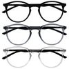 OPULIZE Met 3 Pack Blue Light Blocked, Black / Grey Black / Clear Black