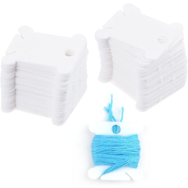 50pcs Plastic Floss Bobbins,Plastic Floss Bobbins Thread Card,Embroidery Thread Bobbins,Floss Bobbins Organiser,Thread Cards with Floss Winder for Cross Stitch Weaving DIY Crafts Sewing Storage