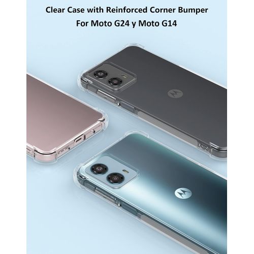USTIYA Case for Motorola Moto G24 4G / G04 4G /G04S / E14 4G Clear TPU Four Corners Military-Grade Protection Cover Transparent Soft funda